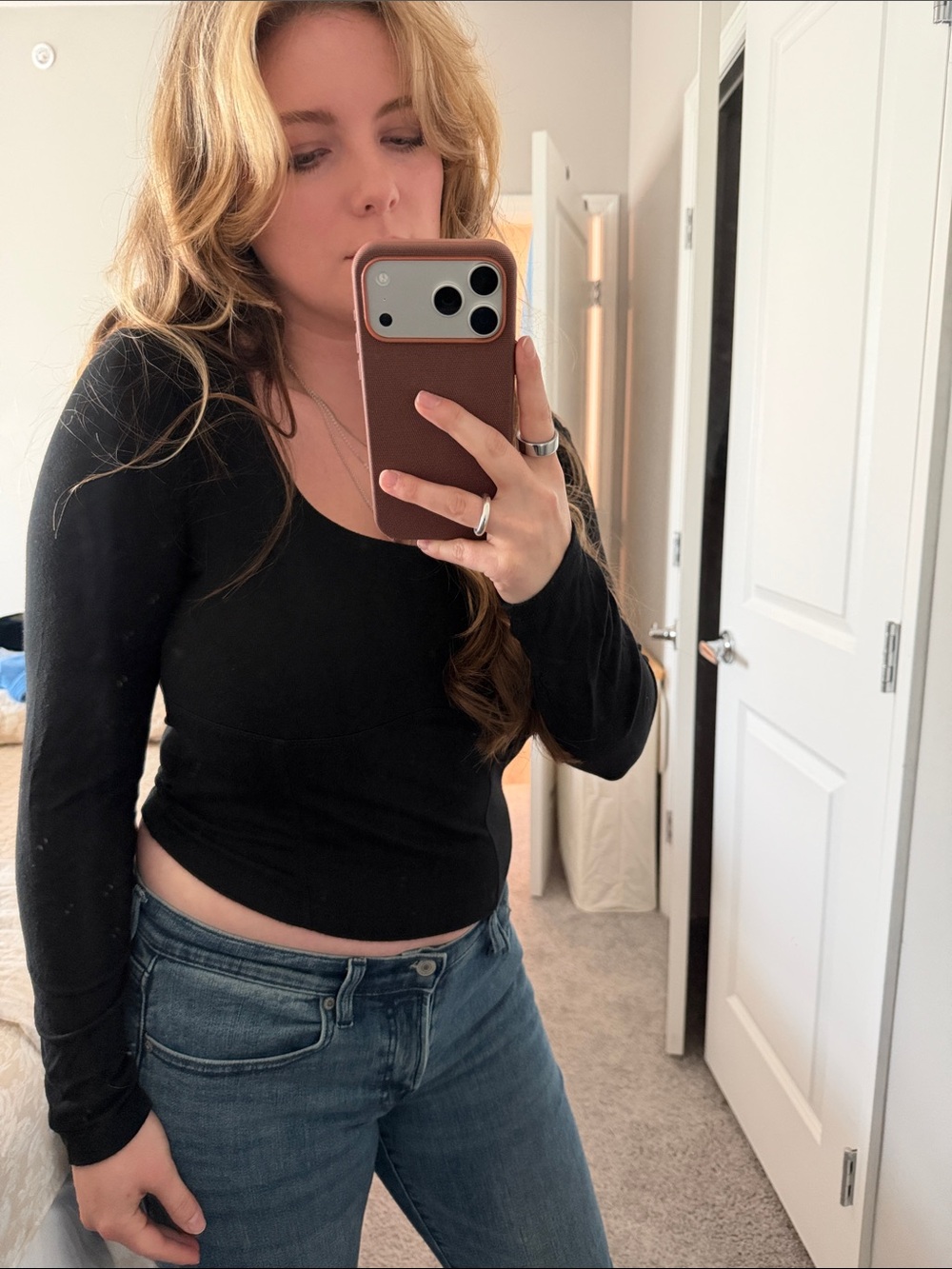 Black Long-Sleeve Scoop Neck Women’s Top